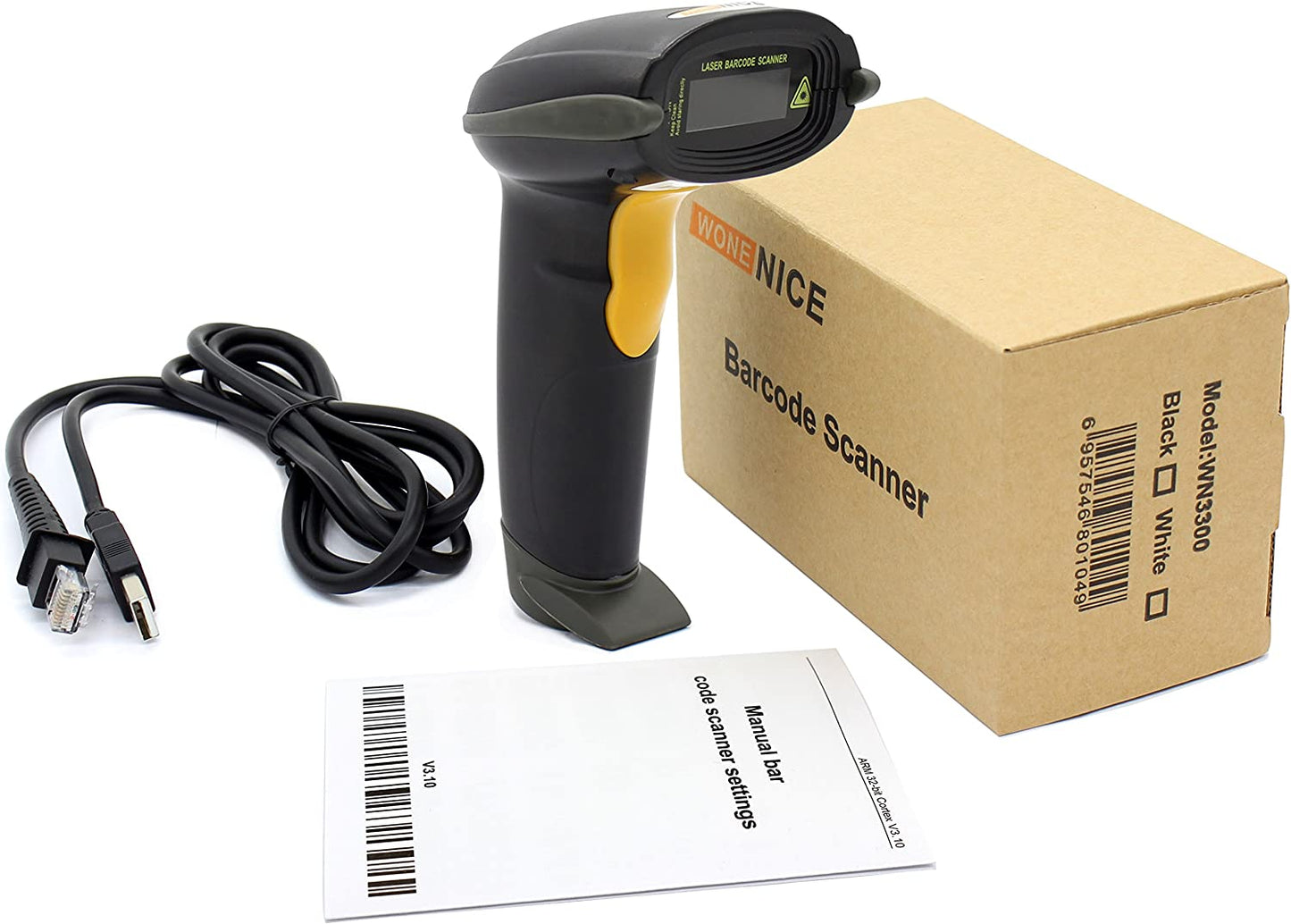 USB Laser Barcode Scanner Wired Handheld Bar Code Scanner Reader Black