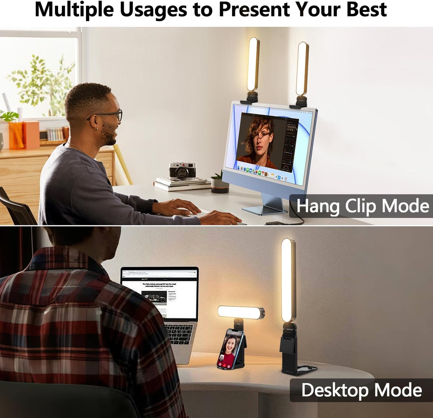 Dual-Lamp Video Conference Lighting, LED Streaming Light with Remote and Touch Control, Zoom Lighting for Computer,Webcam Laptop Monitor Ring Light for Video Calls/Zoom Meetings/Video Recording