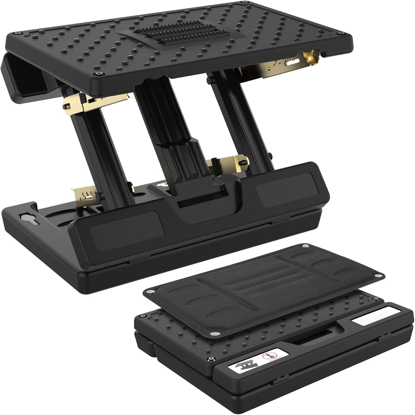 Foot Rest for under Desk at Work, Height Adjustable Footrest with Massage Roller and Soft Pad, Foldable Ergonomic Foot Rest for Car, Underdesk, Home, Train(Black)