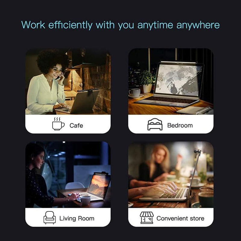 Portable Laptop Monitor Light Bar with USB Connection, E-Reading LED Task Lamp, 3 Color Temperature Settings, 10 Levels of Brightness Adjustment, No Glare on the Screen, Saves Space