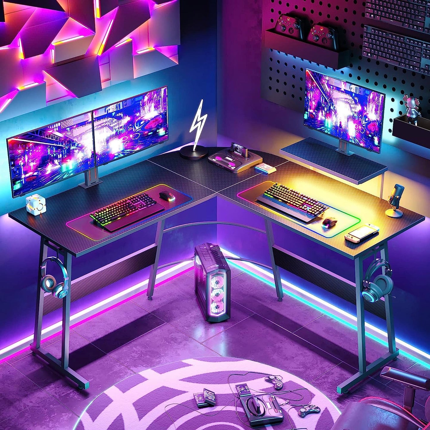 Large RGB Gaming Mouse Pad -15 Light Modes Touch Control Extended Soft Computer Keyboard Mat Non-Slip Rubber Base for Gamer Esports Pros 31.5X11.8