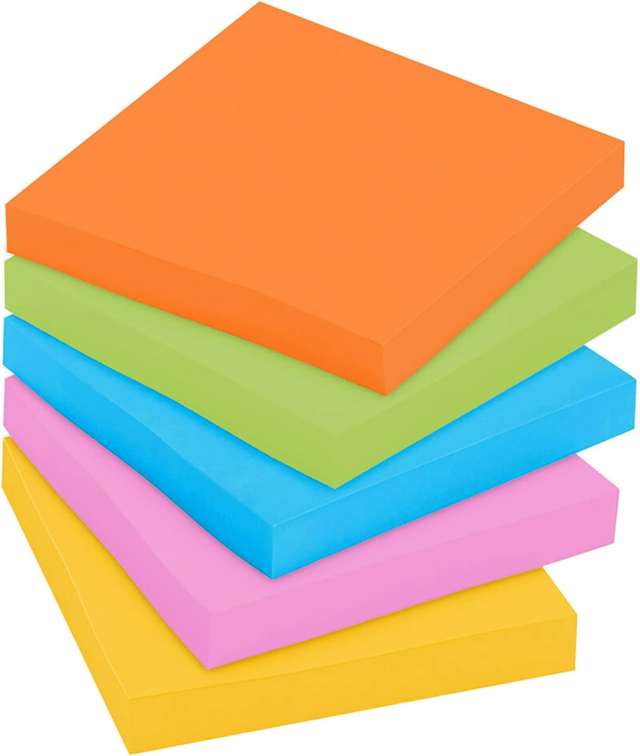 Super Sticky Notes, 24 Sticky Note Pads, 3 X 3 In., School Supplies, Office Products, Sticky Notes for Vertical Surfaces, Monitors, Walls and Windows, Energy Boost Collection