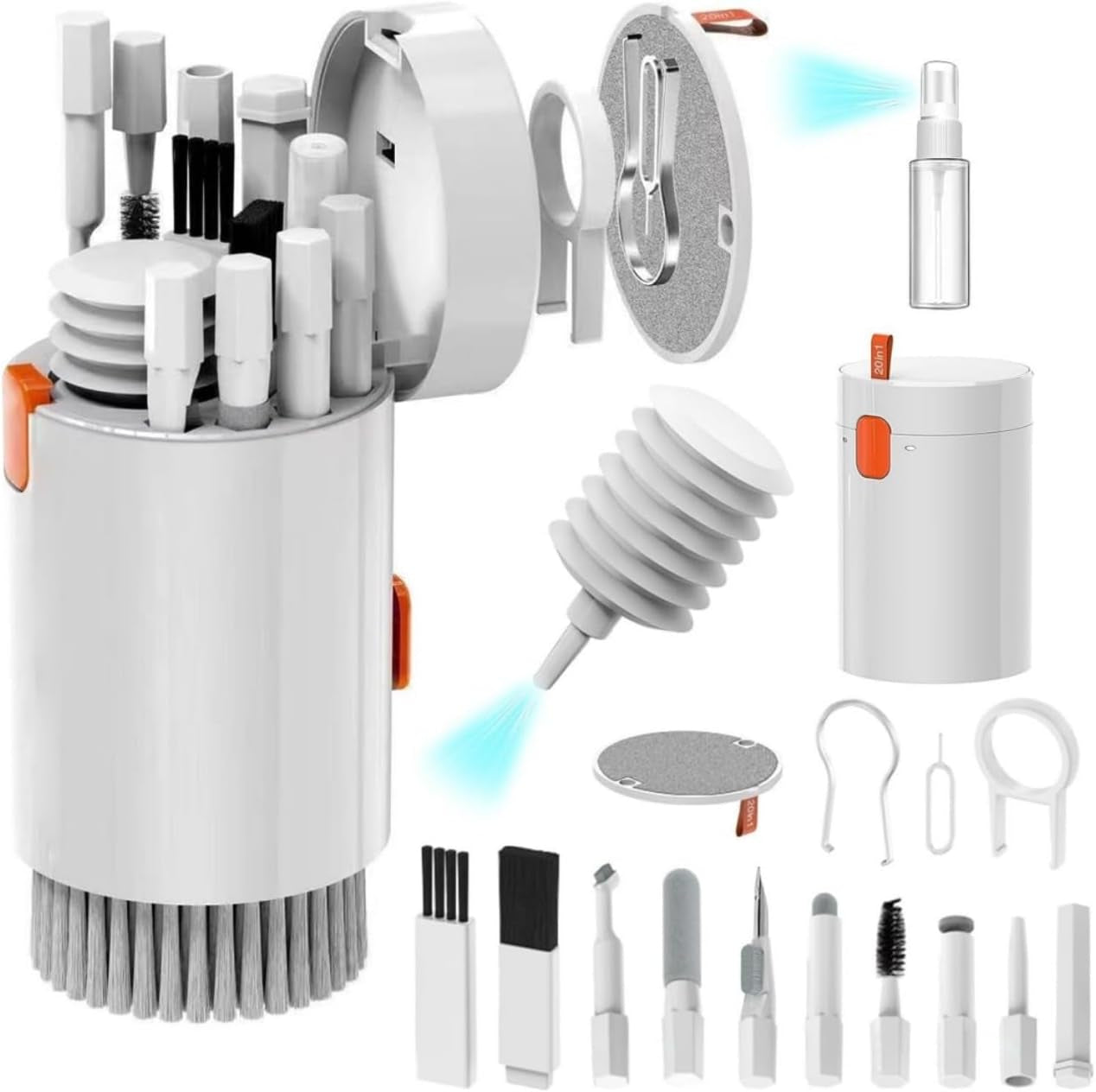 20 in 1 Multifunctional Cleaner Kit for Electronic Devices, Keyboard Cleaning Brush, Headphones Cleaner Kit for Airpods, Multi-Tool for Cleaning Laptop, Keyboard, Earbuds, Camera, Cellphones