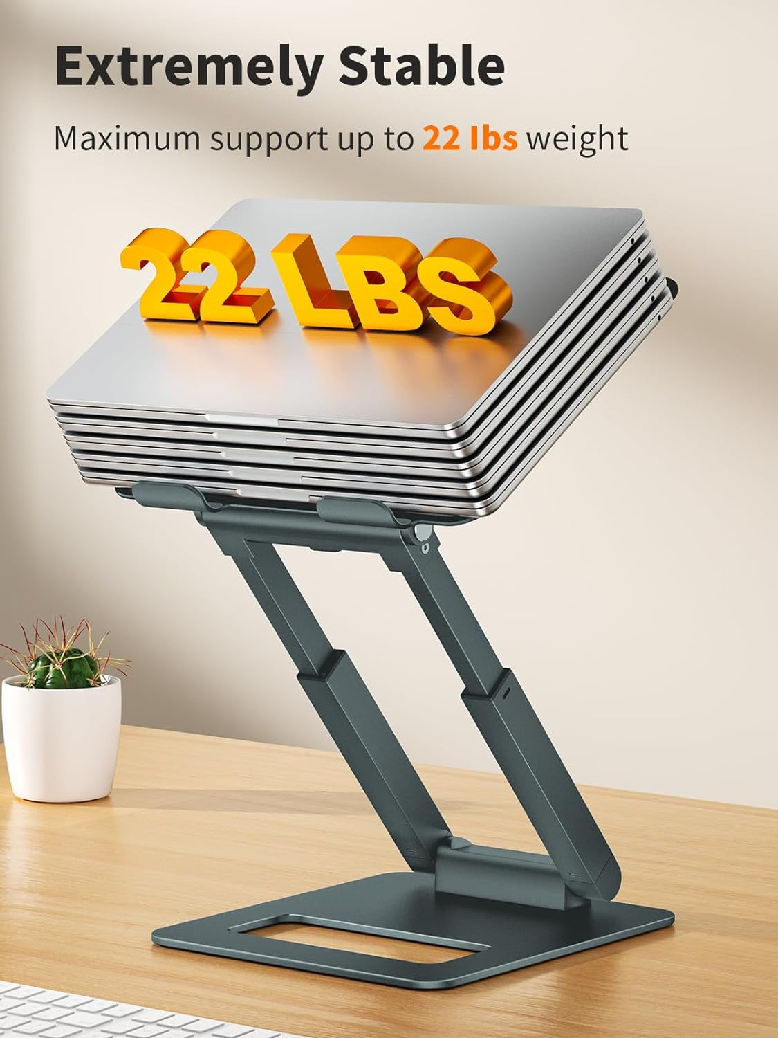 Laptop Stand for Desk Adjustable Height, Telescopic 360 Rotating Pull Out Design Ergonomic Laptop Riser Fits All Macbook, Laptops -Gray
