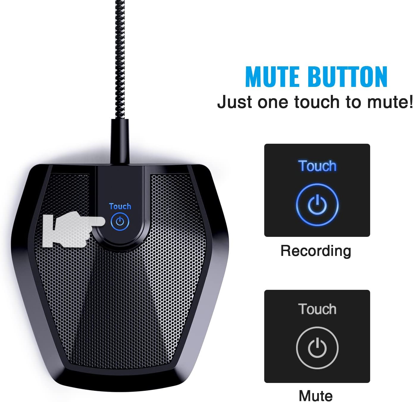 Conference USB Microphone, Omnidirectional Condenser PC Mic for Video Conference, Recording, Skype, Online Class, Court Reporter, Plug & Play Compatible with Mac OS X Windows PC Compute, G11
