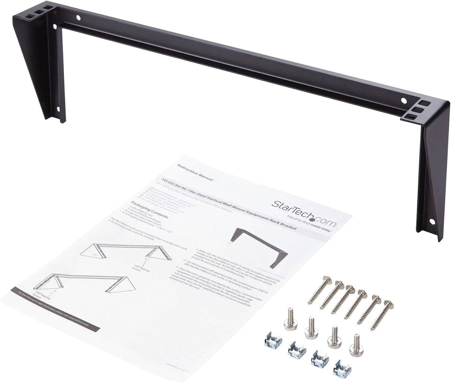 1U Wall Mount Patch Panel Bracket β 19 in β Steel - Vertical Mounting Bracket for Networking and Data Equipment, TAA (RK119WALLV)