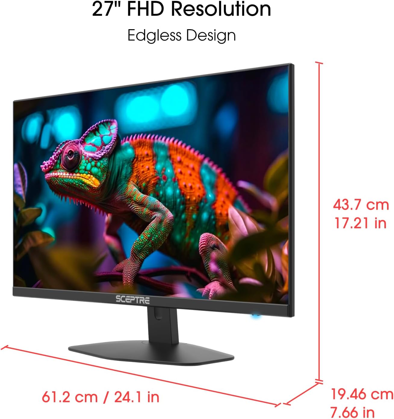 New 27-Inch Gaming Monitor 100Hz 1Ms Displayport HDMI X2 100% Srgb AMD Freesync Build-In Speakers, Eye Care Frameless Machine Black 2024 (E275W-FW100T)