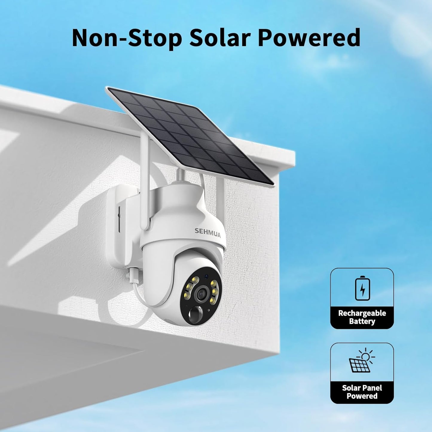 2K Solar Security Cameras Wireless Outdoor, 2 Pack 360Β° View Pan/Tilt Wifi Security Camera outside with Color Night Vision,Easy to Install, PIR Alarm, 2-Way Audio