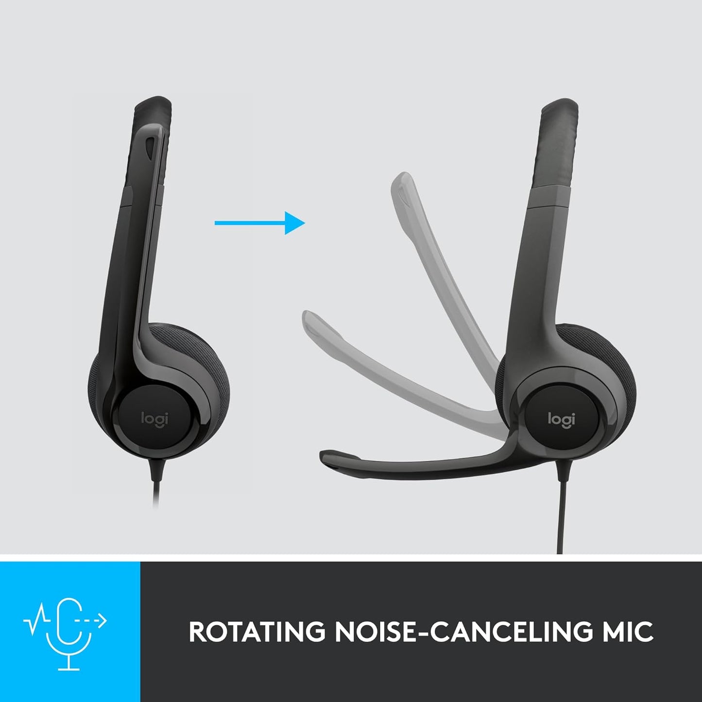 H390 Wired Headset for Pc/Laptop, Stereo Headphones with Noise Cancelling Microphone, USB-A, In-Line Controls for Video Meetings, Music, Gaming and beyond - Black
