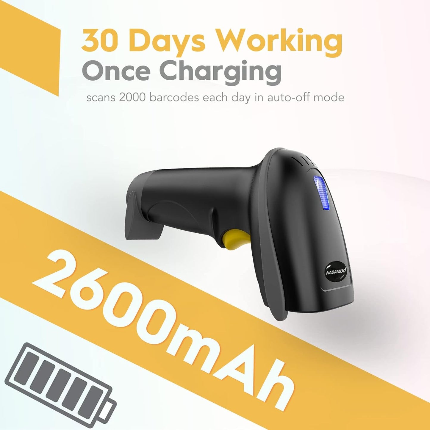 Wireless Barcode Scanner 328 Feet Transmission Distance USB Cordless 1D Laser Automatic Barcode Reader Handhold Bar Code Scanner with USB Receiver for Store, Supermarket, Warehouse