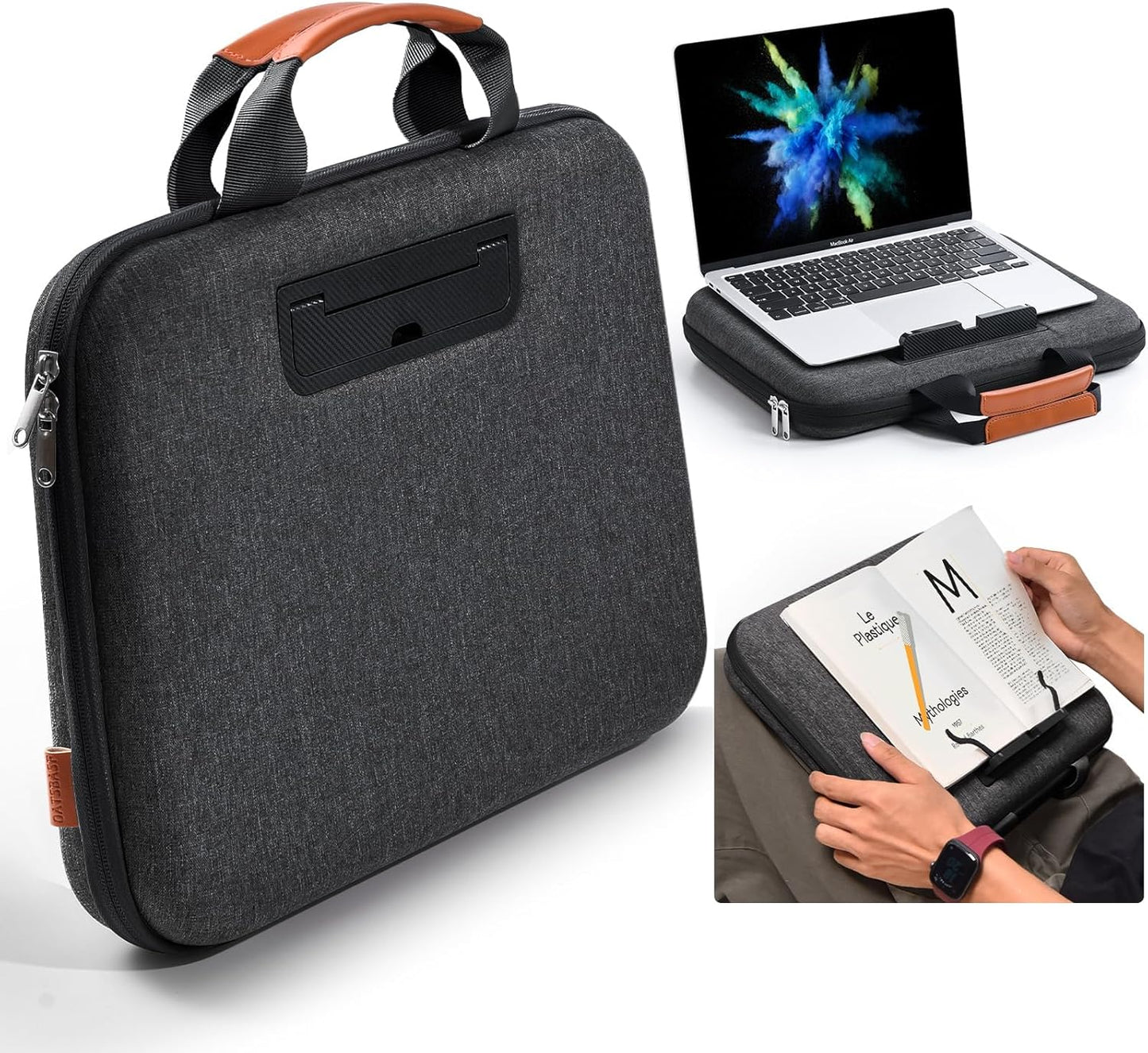 Laptop Case, Laptop Sleeve Bag 14 Inch, Water Resistant Computer Cases for Laptops, Multiple Lap Desk for Men Women, Compatible with Mackbook Air, Lenovo, HP, Dell, Asus Notebook (Dark Grey)