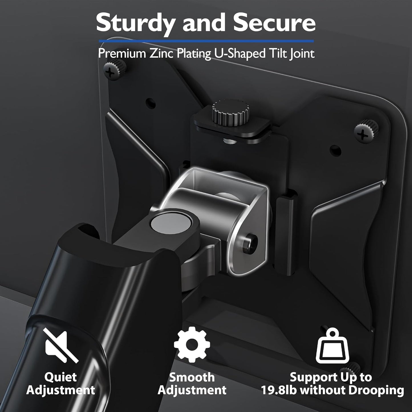 Single Monitor Desk Mount, 13 to 34 Inch Gas Spring Monitor Arm, Adjustable Stand, VESA Mount with Clamp and Grommet Base, Fits 6.6 to 19.8Lbs LCD Computer Monitors, Cable Management, Black