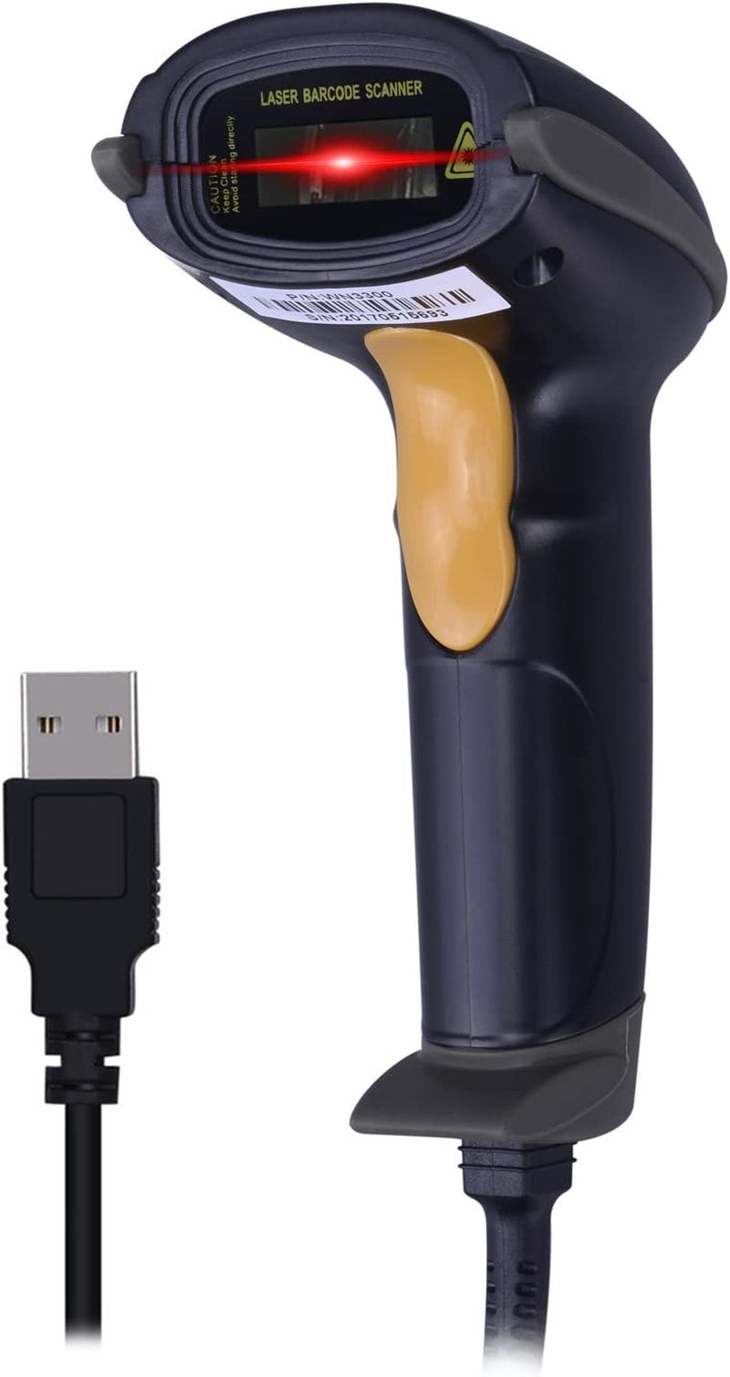 USB Laser Barcode Scanner Wired Handheld Bar Code Scanner Reader Black