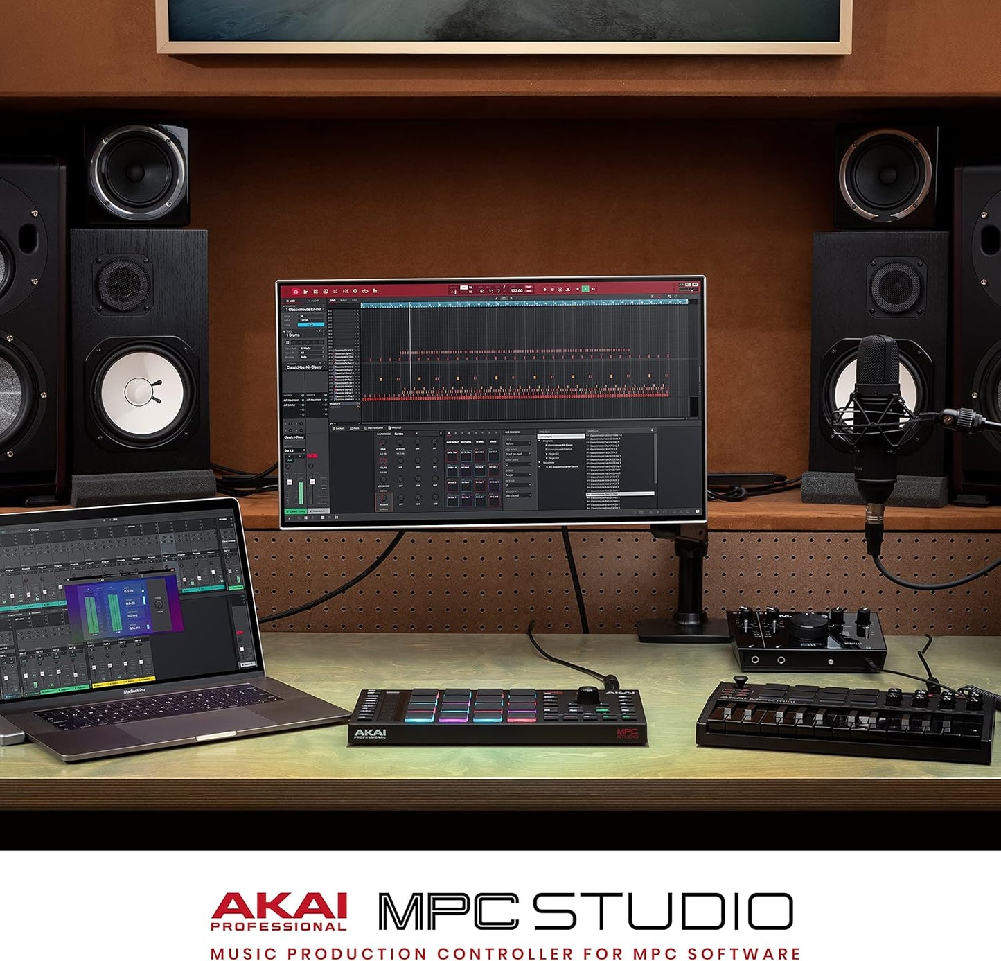 MPC Studio MIDI Controller Beat Maker with 16 Velocity Sensitive RGB Pads, Full MPC 2 Software, Assignable Touch Strip & LCD Display