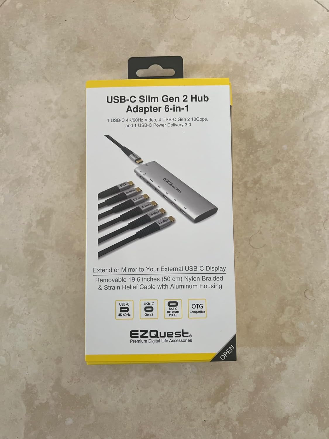 USB-C Slim Gen 2 Hub Adapter 6-In-1 1 USB-C 4K/60Hz Video, 4 USB-C Gen 2 10Gbps, and 1 USB-C Power Delivery 3.0