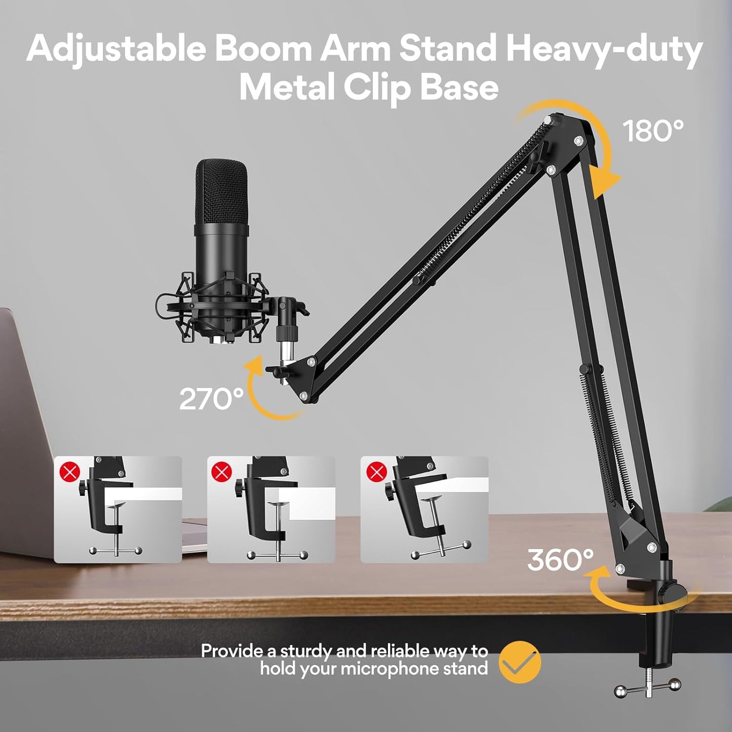 USB Microphone, 192Khz/24Bit Plug & Play PC Computer Podcast Condenser Cardioid Metal Mic Kit with Professional Sound Chipset for Recording, Gaming, Singing, Youtube (AU-A04)