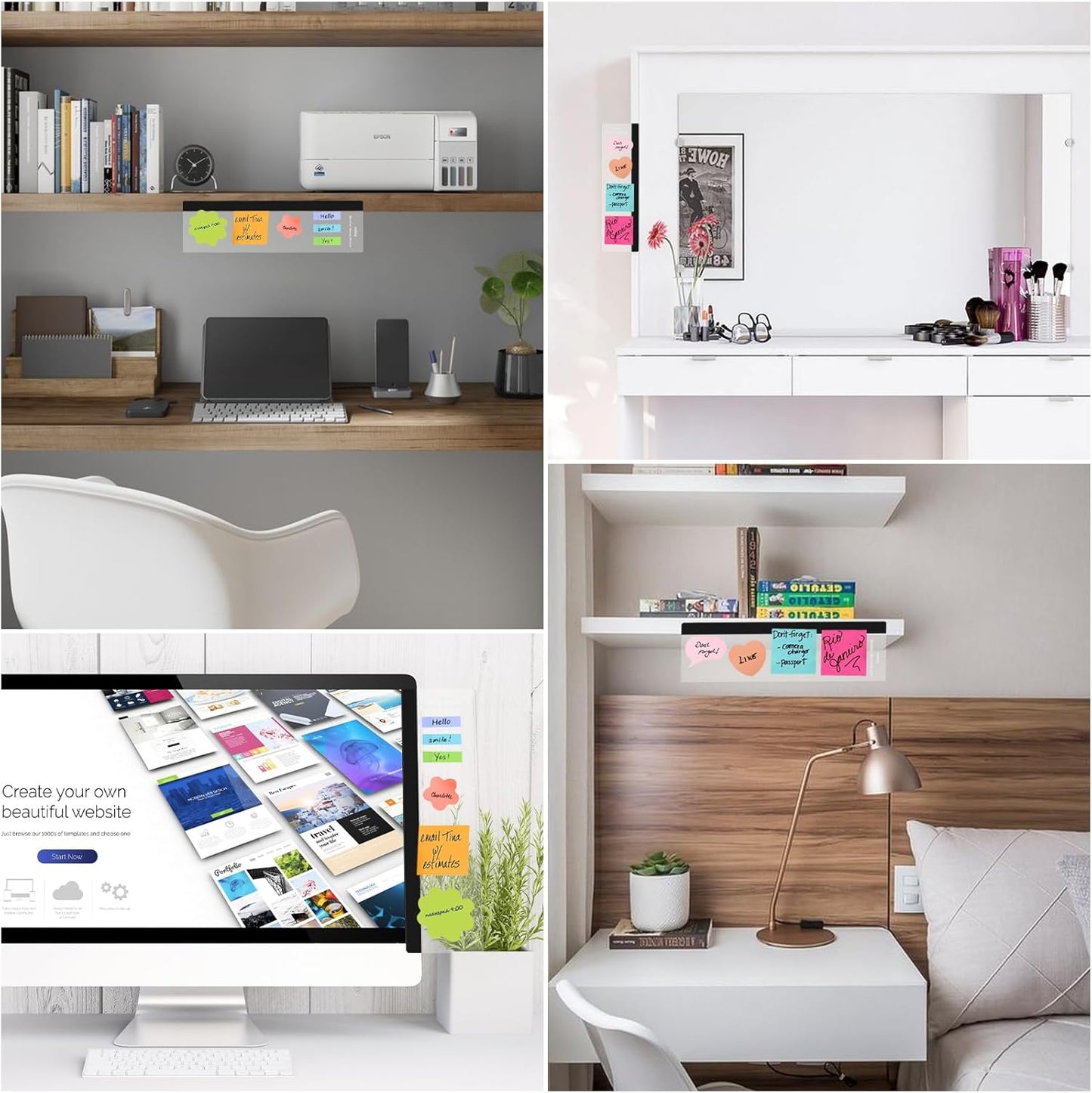 3PCS Monitor Memo Board, Memo Board for Computer Monitor, Monitor Memo Board Computer Monitor Sticky Note Holder, Office Desk Accessories