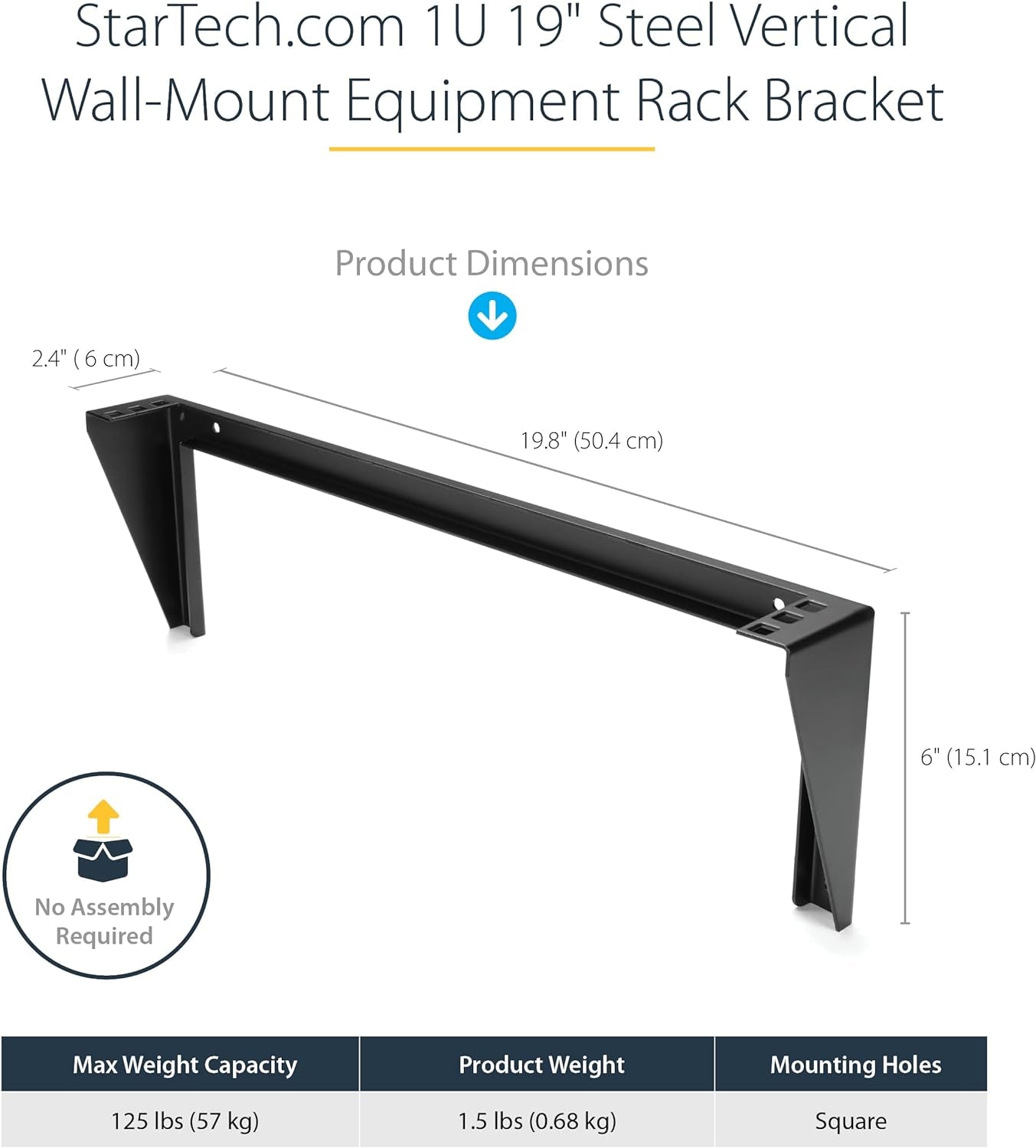 1U Wall Mount Patch Panel Bracket β 19 in β Steel - Vertical Mounting Bracket for Networking and Data Equipment, TAA (RK119WALLV)