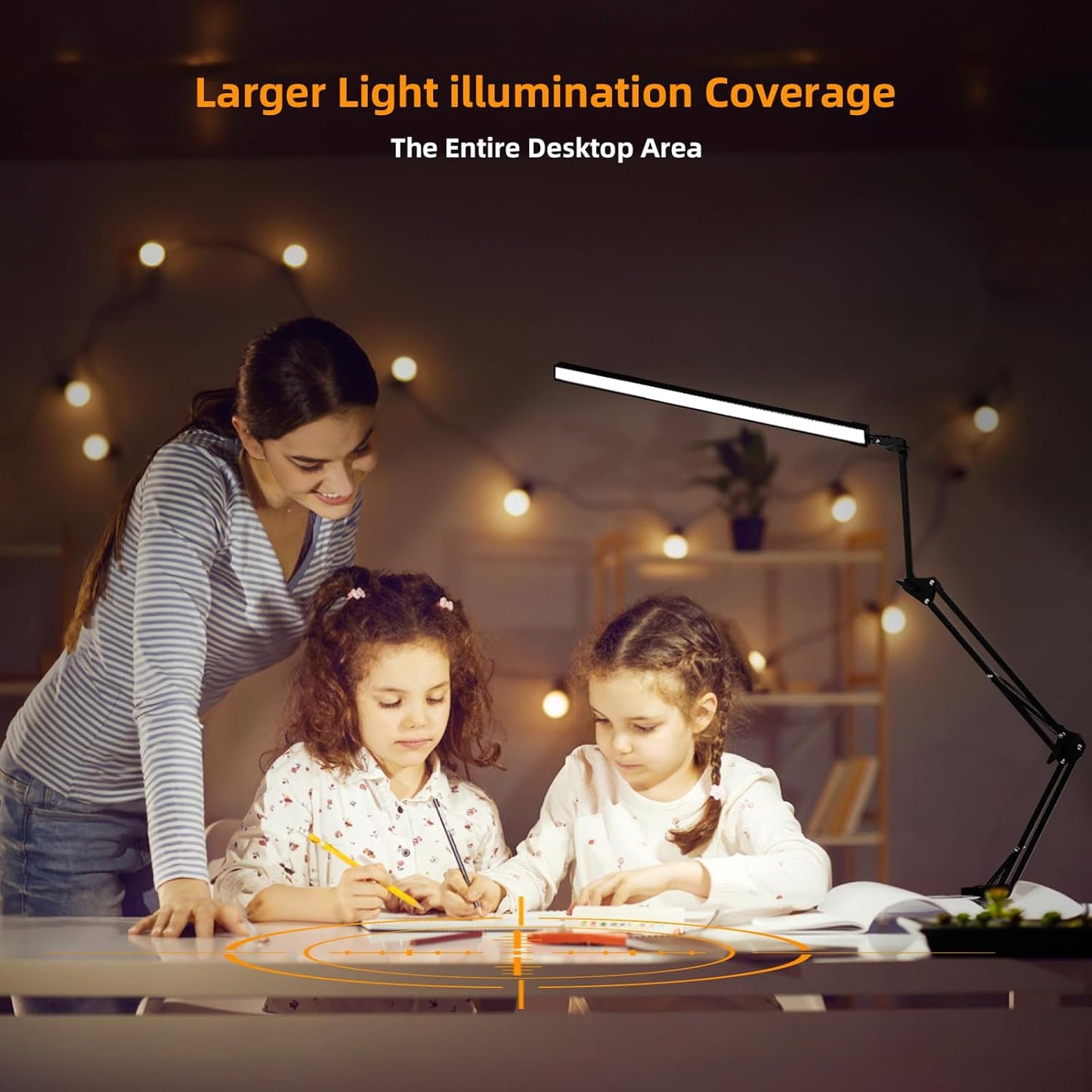 NOEVS 2-In-1 LED Desk Lamp with Clamp and Base, 50.7" Adjustable Swing Arm, Memory Function for Home Office, Workbench, Reading, Craft, Drafting