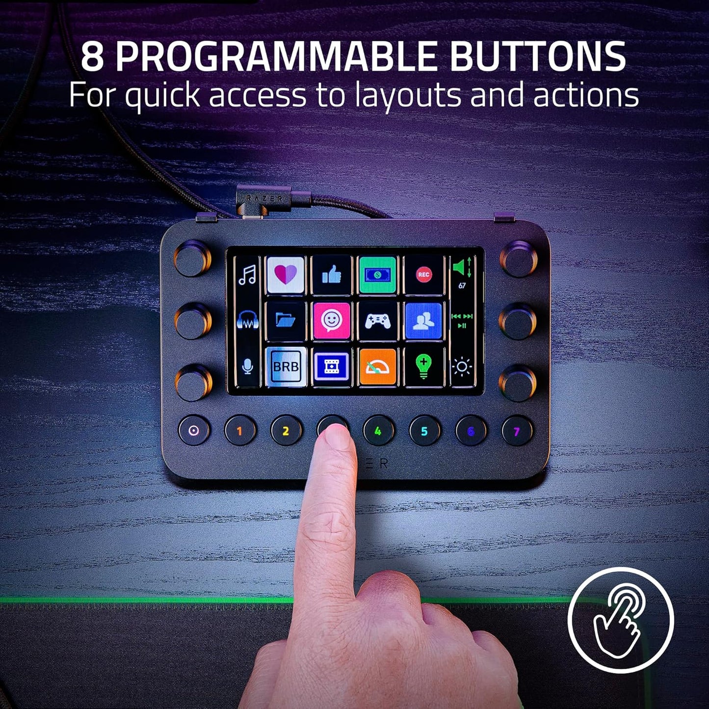 Stream Controller: All-In-One Keypad for Streaming - 12 Haptic Switchblade Keys - 6 Tactile Analog Dials - 8 Programmable Buttons - Designed for PC & Mac Compatibility