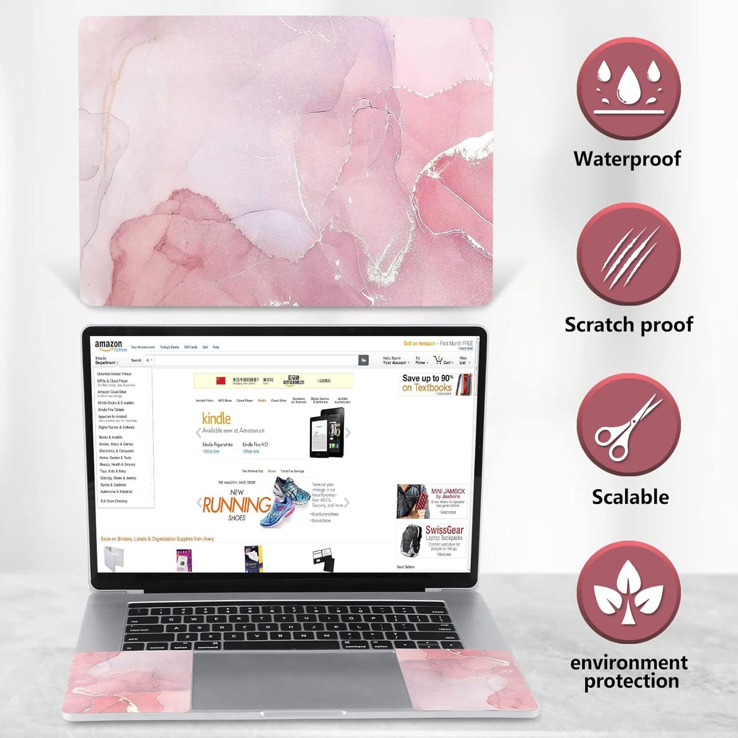 Laptop Skin Sticker Decal, 12 13 13.3 14 15 15.4 15.6 Inch Laptop Art Decal Protector Notebook Netbook PC 15.6" Universal Vinyl Cover, Nude Pink Marble