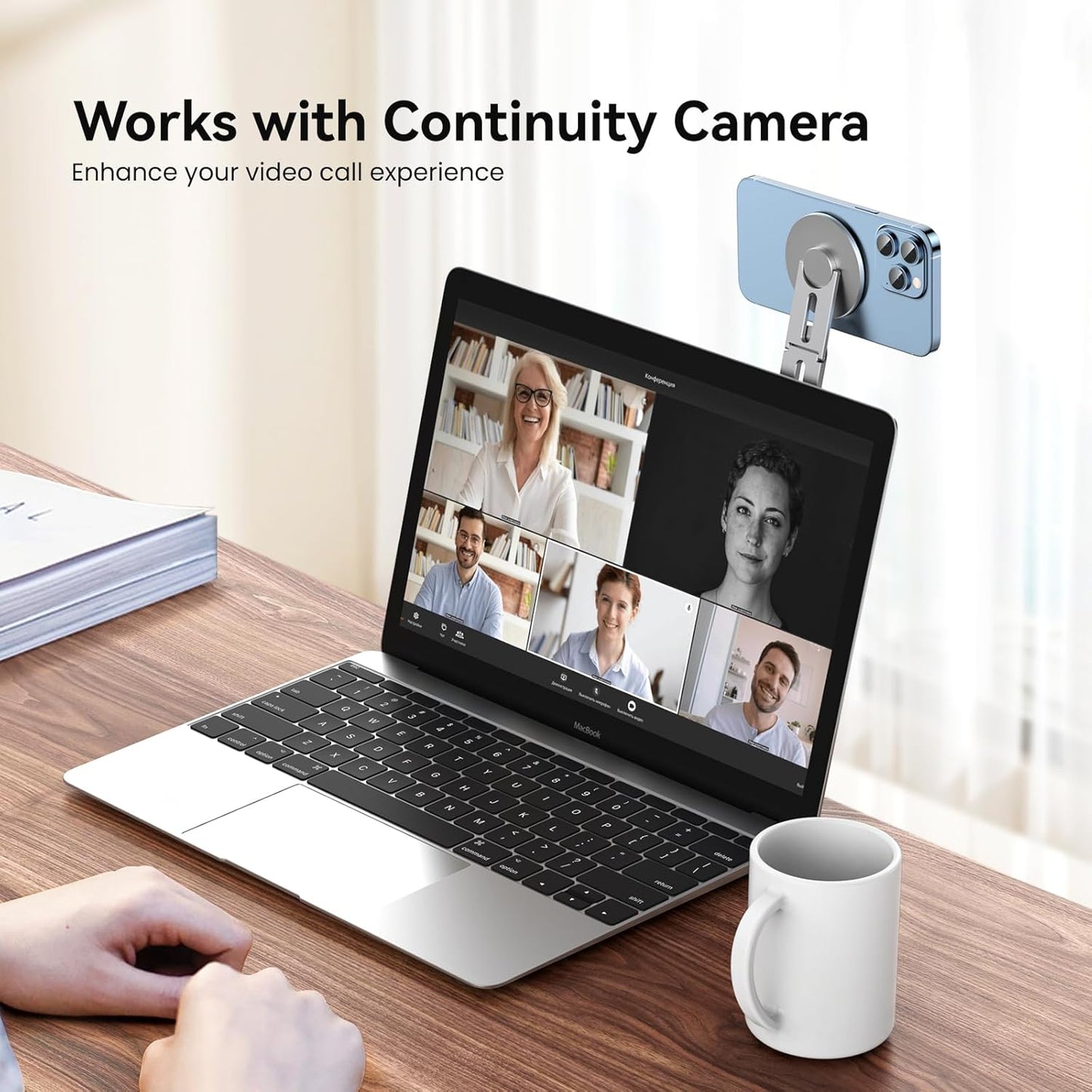 Magnetic Phone Holder for Laptop for Magsafe for Iphone 17/16/15/14/13/12 & All Phones, 180Β°Adjustable Phone Side Mount for Computer Monitor for Tesla, Desktop Cell Phone Bracket, Gray