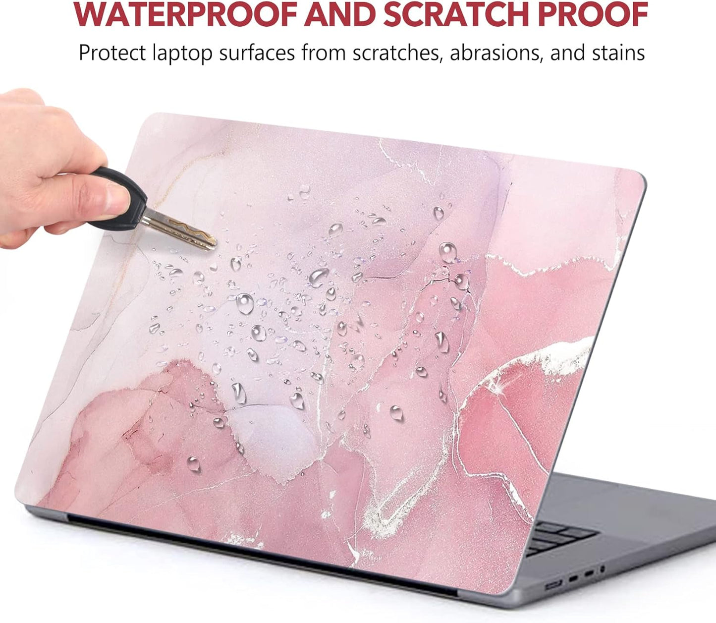 Laptop Skin Sticker Decal, 12 13 13.3 14 15 15.4 15.6 Inch Laptop Art Decal Protector Notebook Netbook PC 15.6" Universal Vinyl Cover, Nude Pink Marble