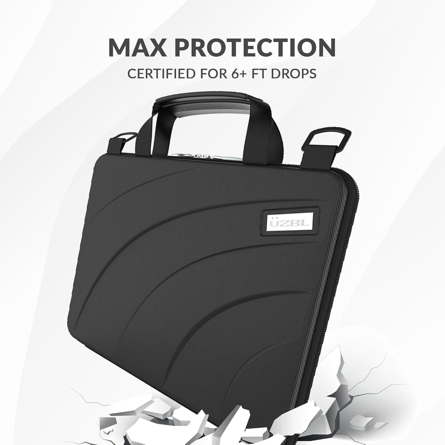 13-14 Inch Protective Always-On Chromebook Hard Case with Adjustable Shoulder Strap and Carrying Handles
