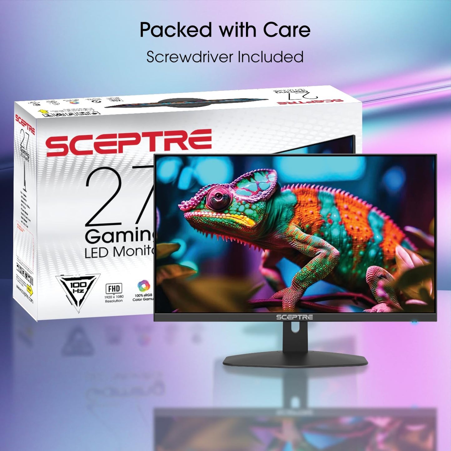 New 27-Inch Gaming Monitor 100Hz 1Ms Displayport HDMI X2 100% Srgb AMD Freesync Build-In Speakers, Eye Care Frameless Machine Black 2024 (E275W-FW100T)