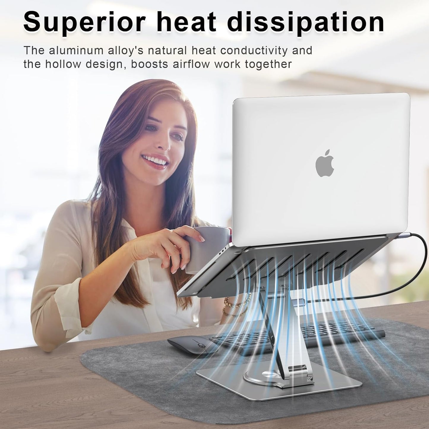 Laptop Docking Station for Macbook Pro/Air/Dell/Hp/Surface 11-In-1 USB C Hub 360°Rotatable Laptop Stand with USB Hub 4K HDMI USB 3.0 PD100W 3.5Mm Audio Jack RJ 45 TF/SD Reader Universal Laptop Dock
