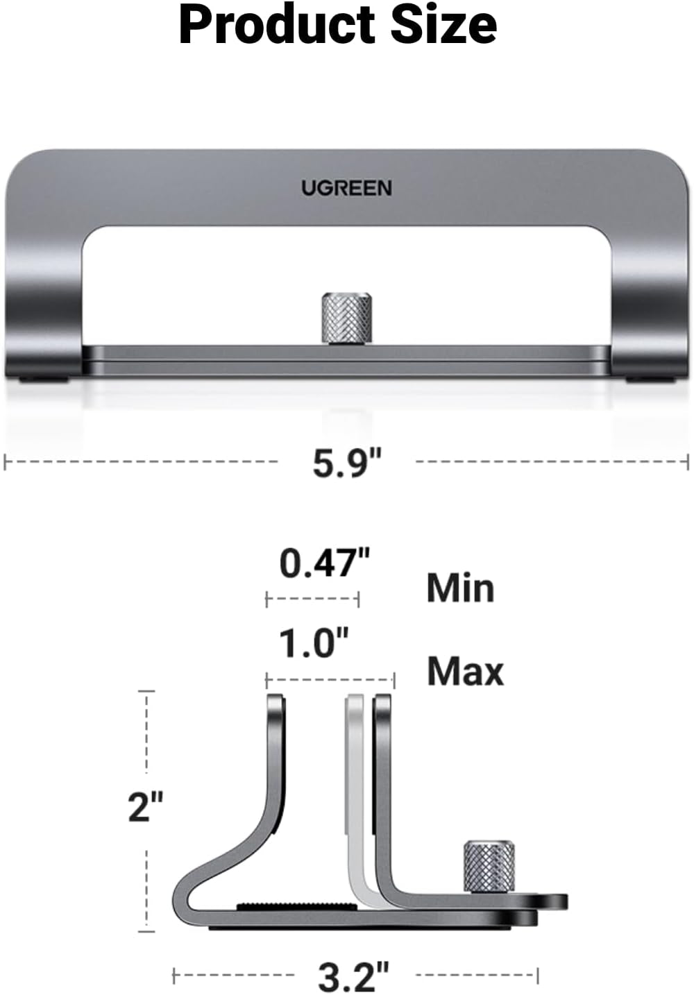 Vertical Laptop Stand Holder for Desk Compatible with Macbook Pro, Macbook Air Stand Vertical Aluminum Adjustable for up to 17.3 Inch Gaming Laptop, Gray