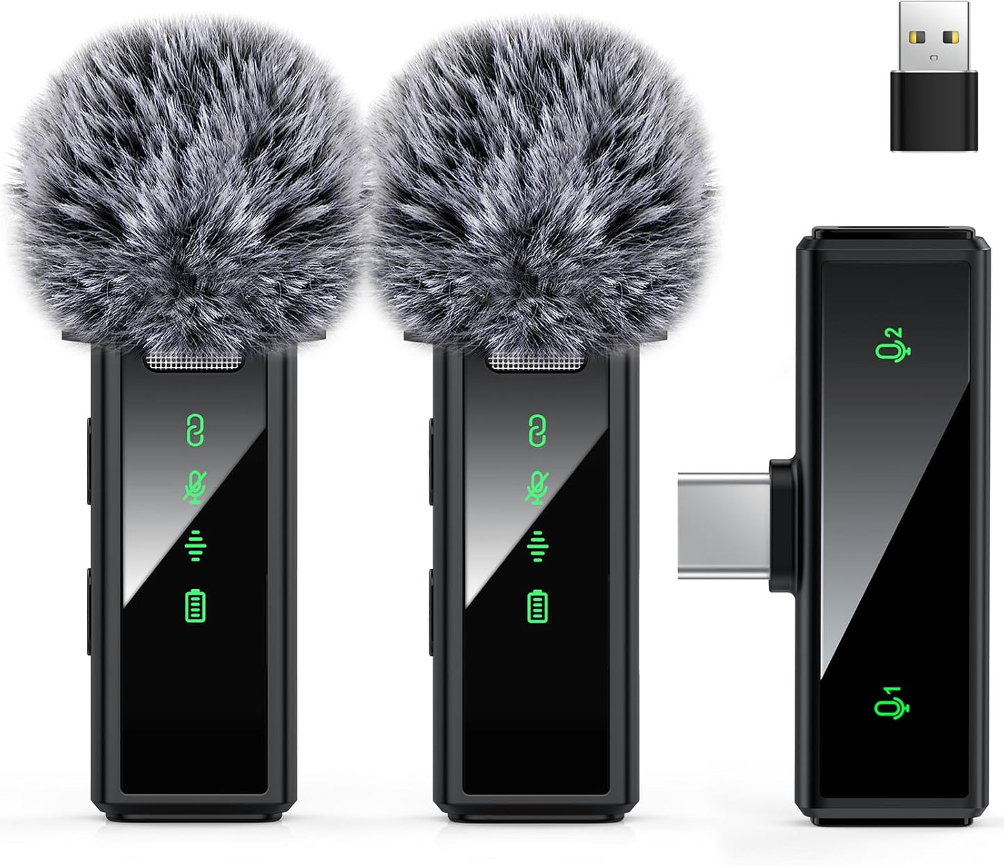 USB C Wireless Lavalier Microphone for Android, PC, Laptop, Iphone 15/16, USB Microphone with Noise Cancellation, Lapel Mic Wireless for Video Recording, Vlog, Youtube, Tiktok