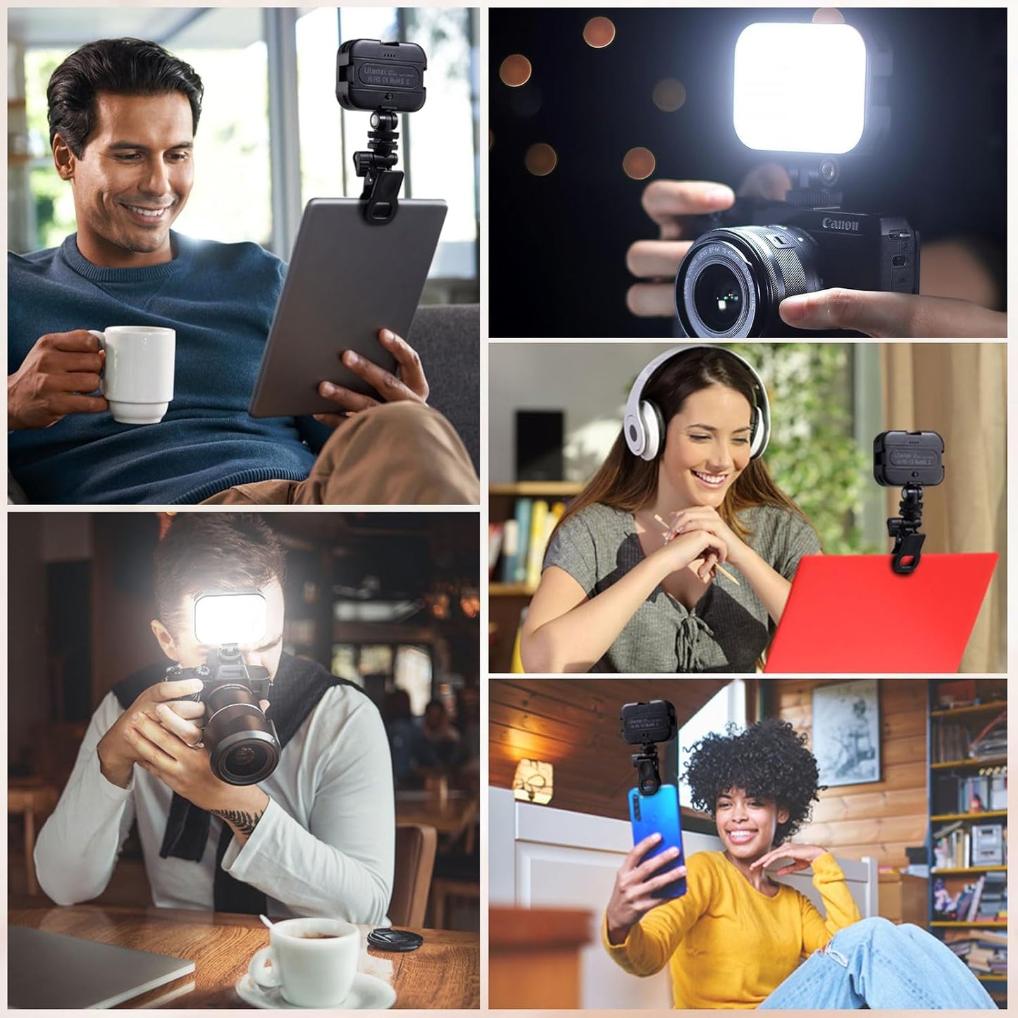 VL100X Selfie Light, Clip LED Light Panel for Phone/Laptop/Tablet/Computer, Bi-Color Portable Clip Camera Light with Dimmable 2500-6500K with 2000Mah Battery for Video Conference/Picture
