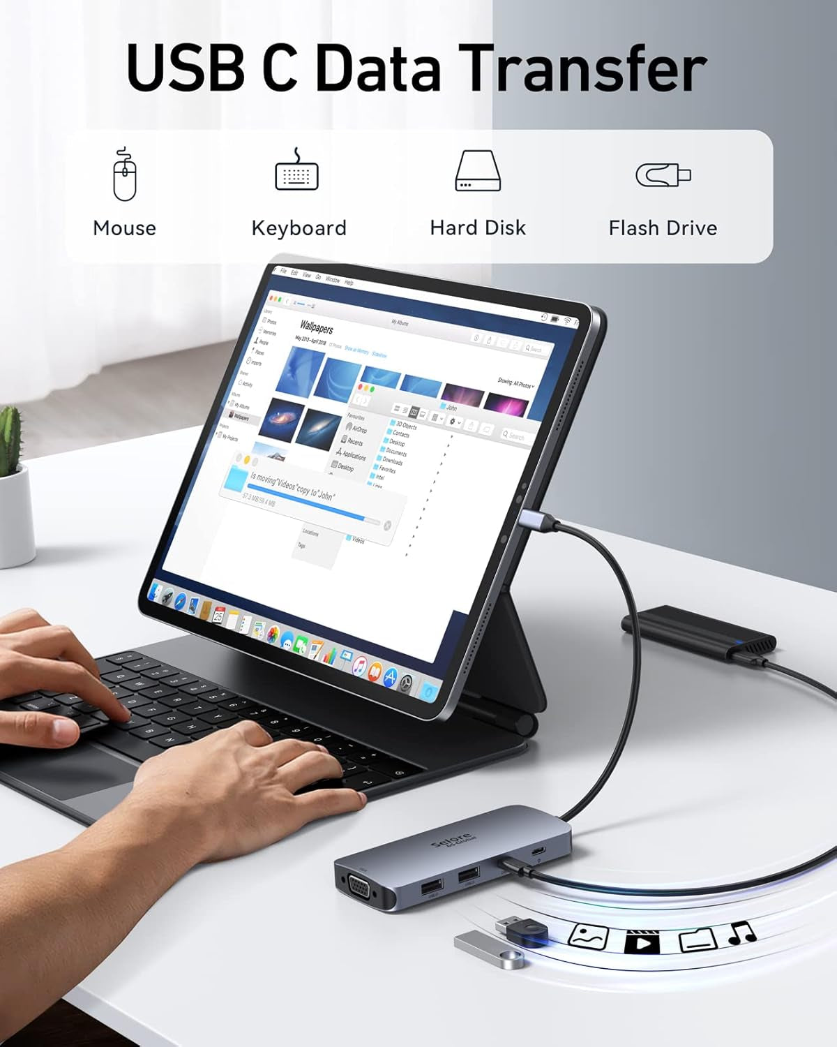USB C Docking Station Dual HDMI Monitor Adapter, Selore USB C Hub 3 Monitors Adapter with Dual HDMI, Displayport, VGA, 100W PD Charging, 3USB 2.0 Ports Adapter for Dell XPS, HP, Lenovo, Etc