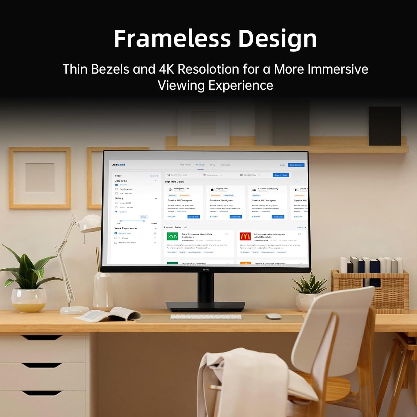 24 Inch Monitor - 1080P Monitor, 100Hz Freesync Gaming Monitor with HDR10,VESA Mountable, Adjustable Tilt, Zeroframe Design, Hdmi,Vga,Earphone Ports, PC Monitor Work Monitor for Office, H24V13