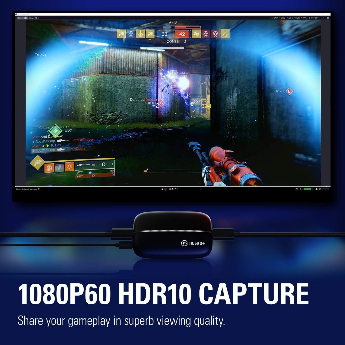 HD60 S+, External Capture Card, Stream and Record in 1080P60 HDR10 or 4K60 HDR10 with Ultra-Low Latency on PS5, Ps4/Pro, Xbox Series X/S, Xbox One X/S, in OBS and More, Works with PC and Mac