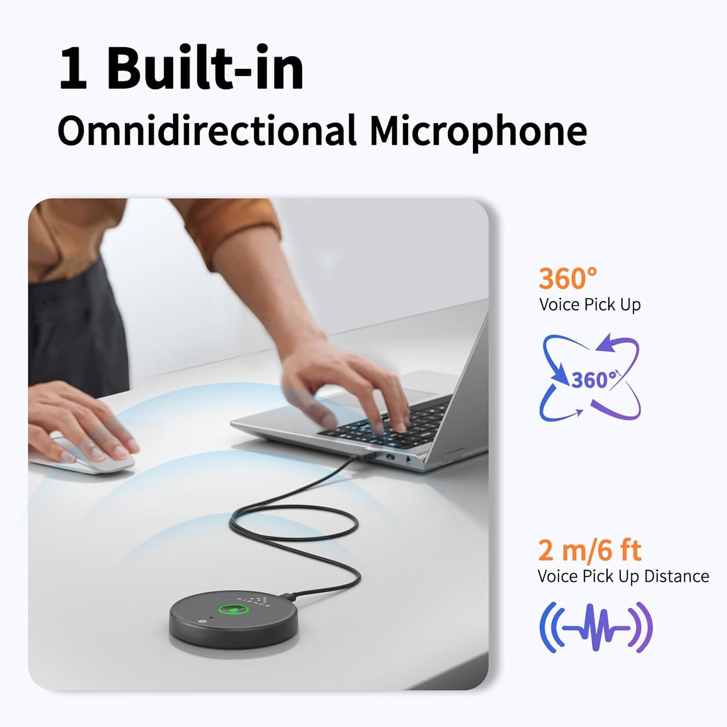 USB Microphone,Desktop Computer Mic, Mute Button with LED Indicator,Ai Noise Reduction,Plug & Play Omnidirectional Condenser PC Laptop Mics,For Online Calls/Class/Recording Video