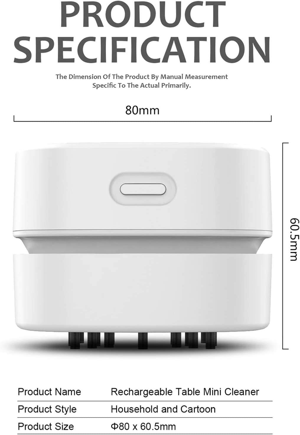 Desktop Vacuum Cleaner, Mini Table Dust Sweeper Energy Saving,High Endurance up to 90 Mins,Cordless&360ΒΊ Rotatable Design for Keyboard/Home/School/Office(White AA Battery)