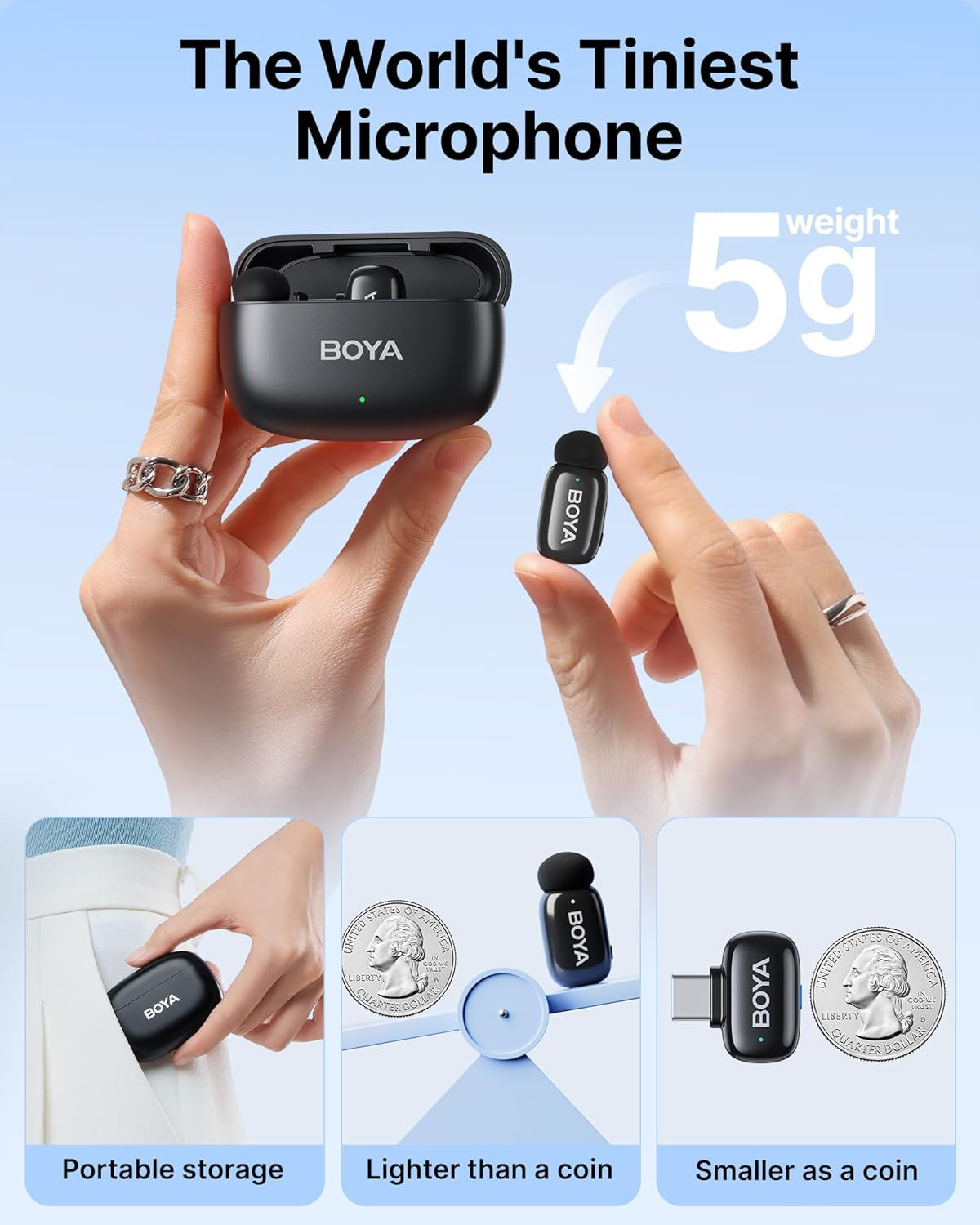 Mini Wireless Lavalier Microphone for Android/Tablets/Pc with USB C Plug,Noise Reduction,30H Battery Life with Charging Case,Ai Voice Changer,Lapel Microphone Wireless for Video Recording Podcast