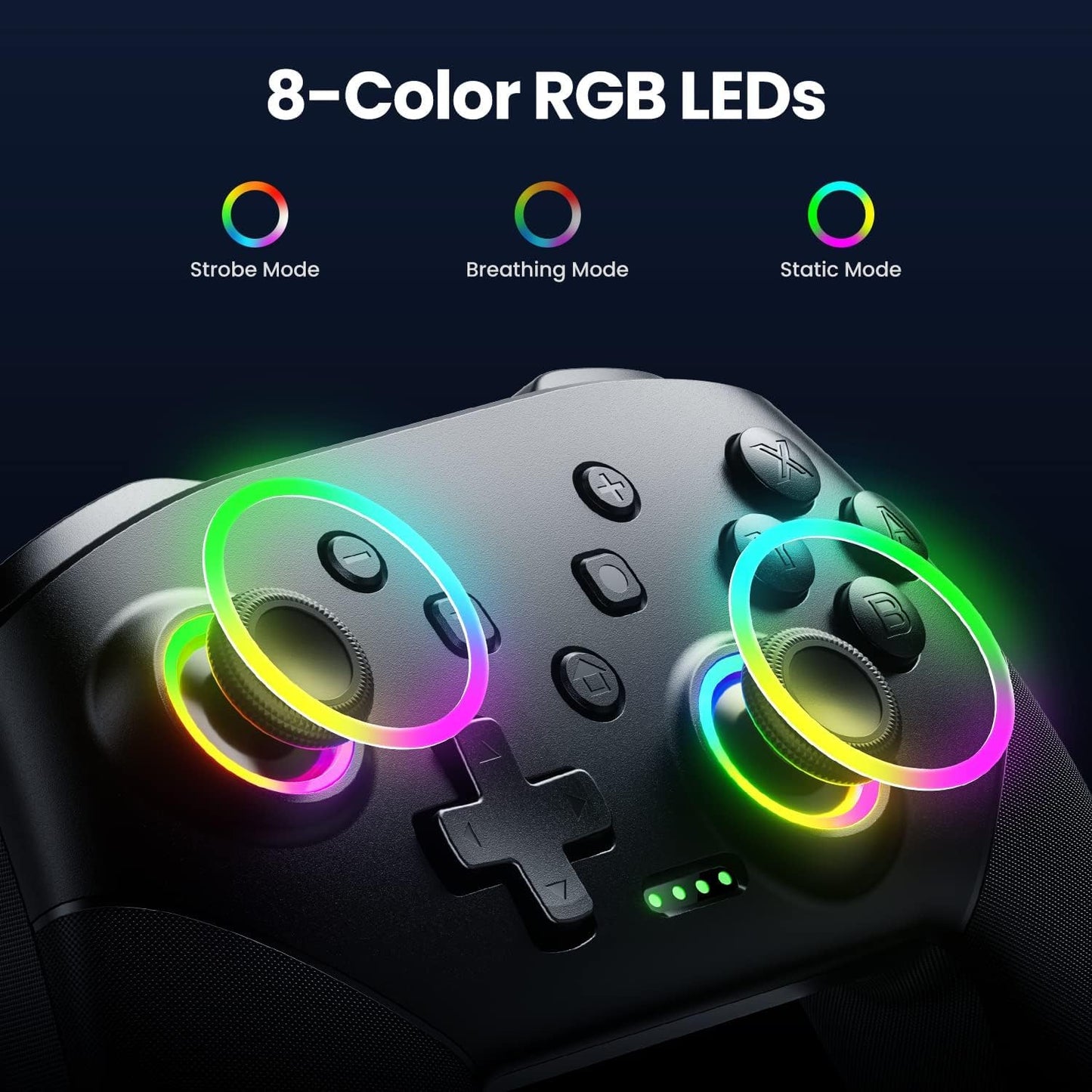 Controller Wireless, Pro Controllers Compatible with Lite/Oled/Android/Ios/Pc, One-Key Pairing Gamepad with 9-Color RGB Leds 1000Mah Battery 6-Axis Motion Wake up Function