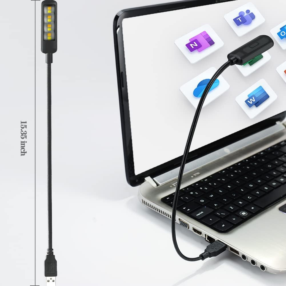 USB Light for Laptop Keyboard, Thickened & Flexiable 3 Brightness X 3 Color Temperature USB Reading Light for Nightwork without Disturbing Roommates.