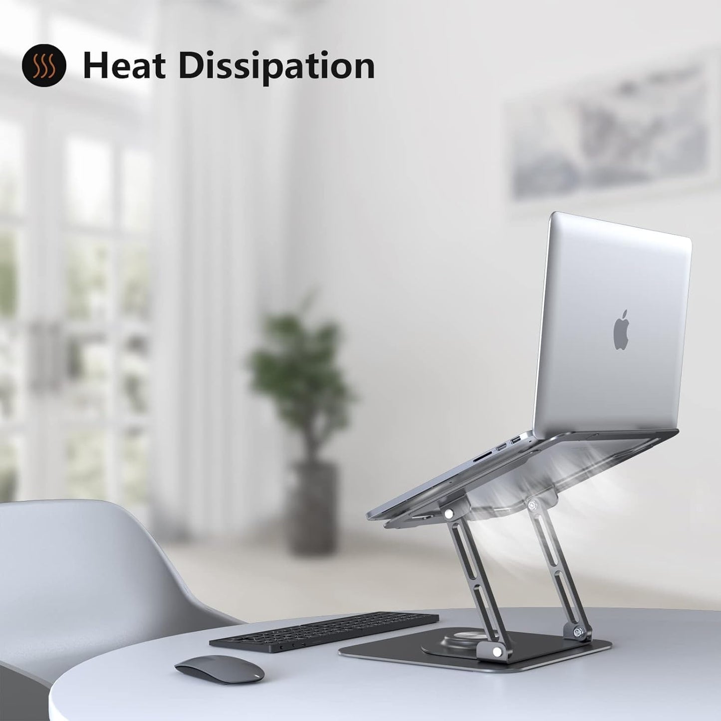 Laptop Stand for Desk, Adjustable Computer Stand with 360° Rotating Base, Ergonomic Laptop Riser for Collaborative Work, Foldable & Portable Laptop Stand, Fits for All 10-16" Laptops