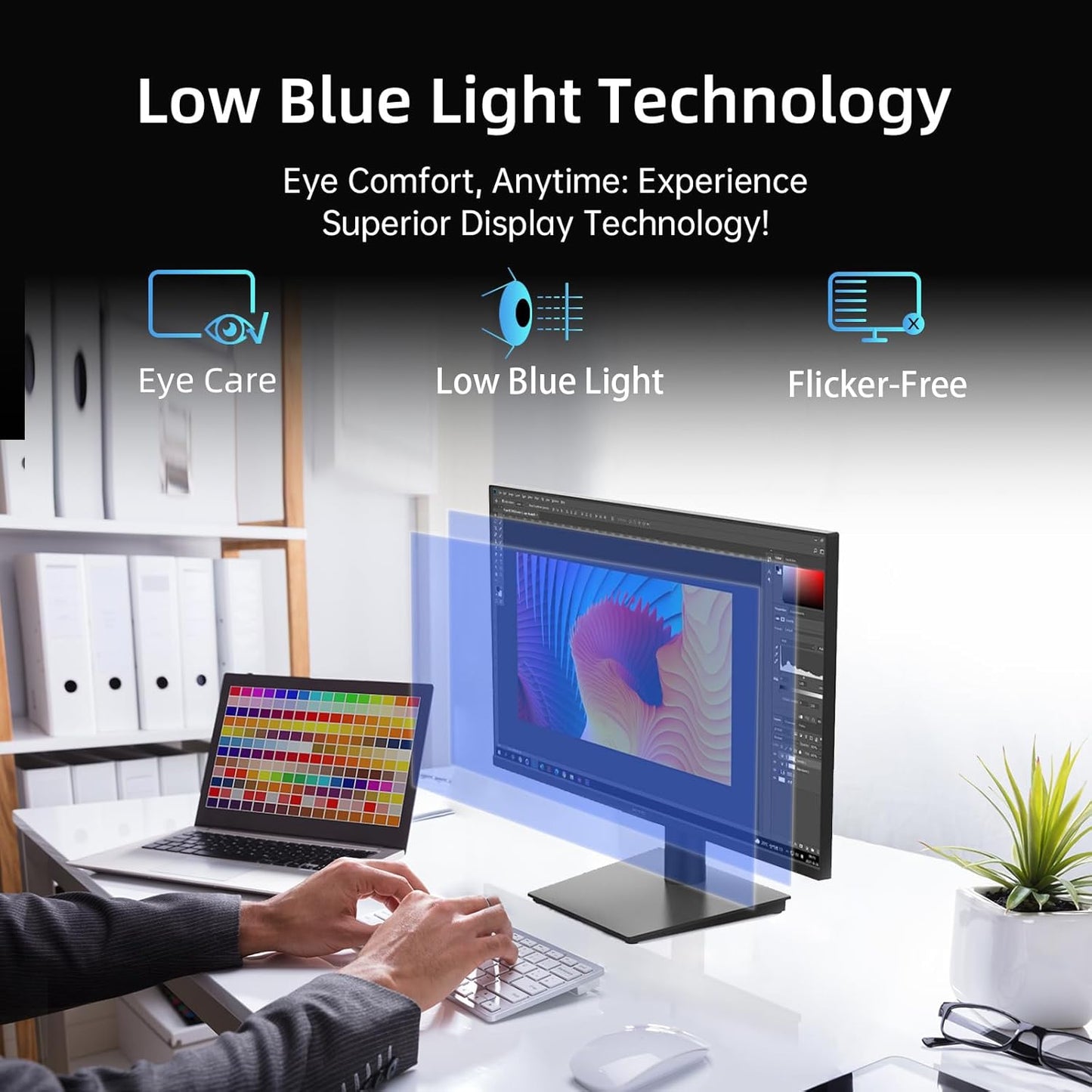 24 Inch Monitor - 1080P Monitor, 100Hz Freesync Gaming Monitor with HDR10,VESA Mountable, Adjustable Tilt, Zeroframe Design, Hdmi,Vga,Earphone Ports, PC Monitor Work Monitor for Office, H24V13