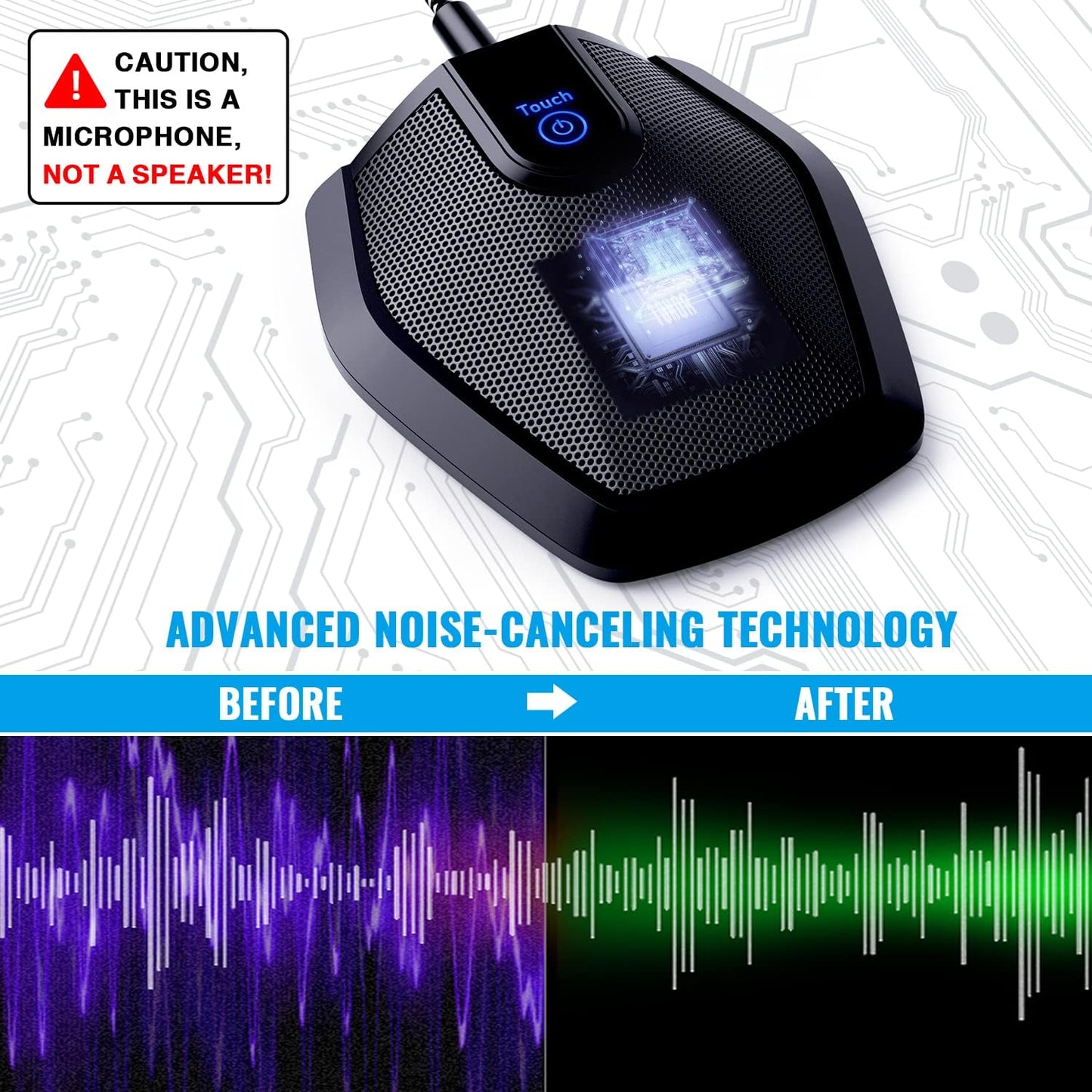 Conference USB Microphone, Omnidirectional Condenser PC Mic for Video Conference, Recording, Skype, Online Class, Court Reporter, Plug & Play Compatible with Mac OS X Windows PC Compute, G11
