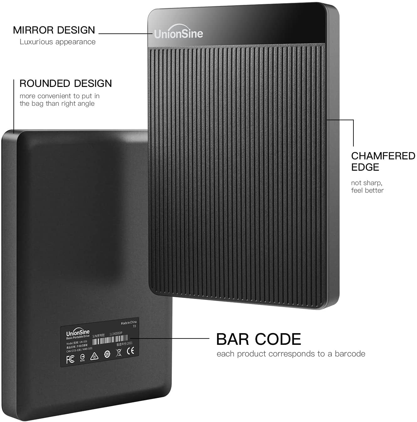 1TB Ultra Slim Portable External Hard Drive HDD-USB 3.0 for PC, Mac, Laptop, PS4, Xbox One, Xbox 360-Hd2510(Black)