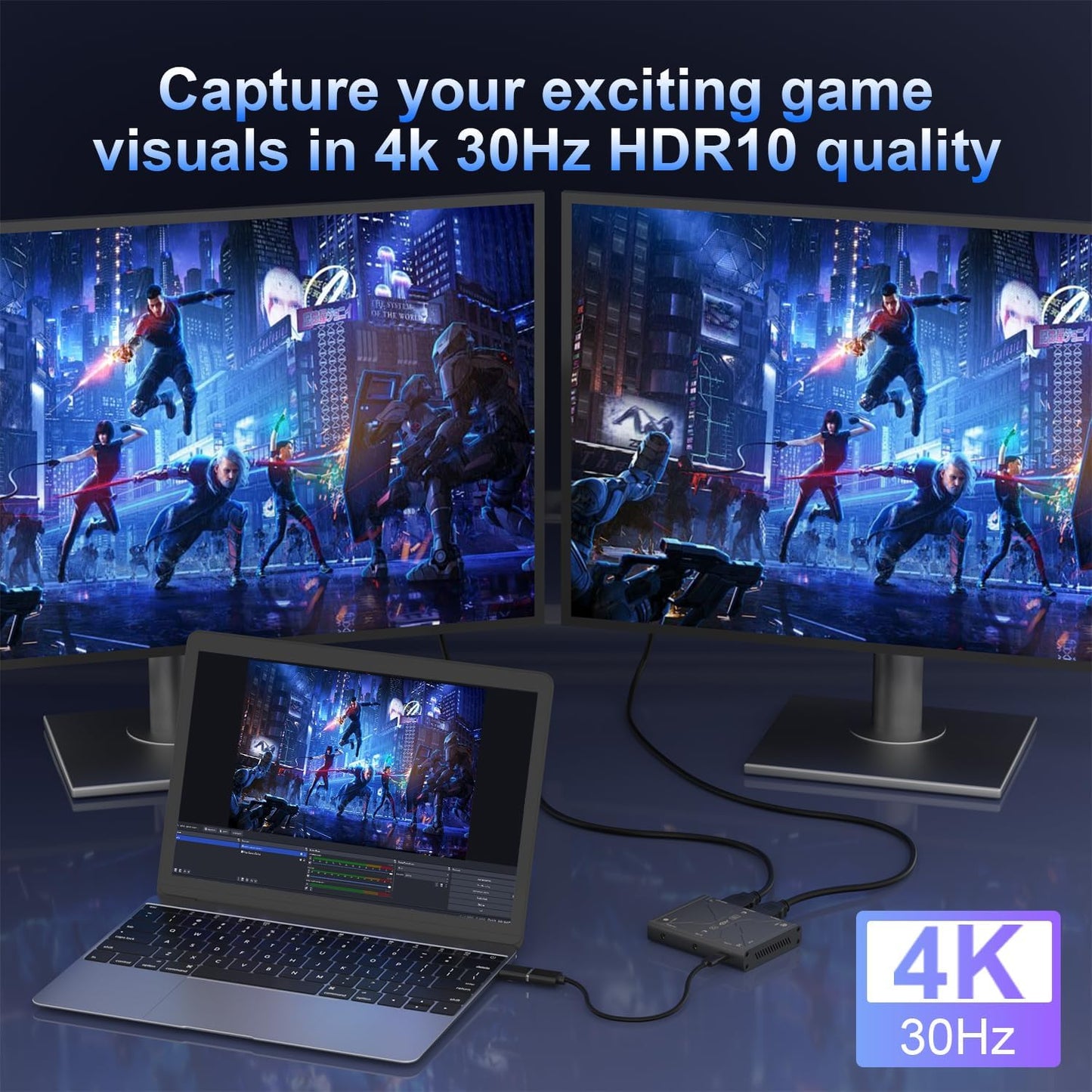 4K Video Capture Card, Stream and Record in 4K30 HDR10,1080P120 with Ultra-Low Latency on PS5, Ps4/Pro, Xbox Series X/S, Xbox One X/S,Switch/Oled, Steam Deck,Camera in OBS and More