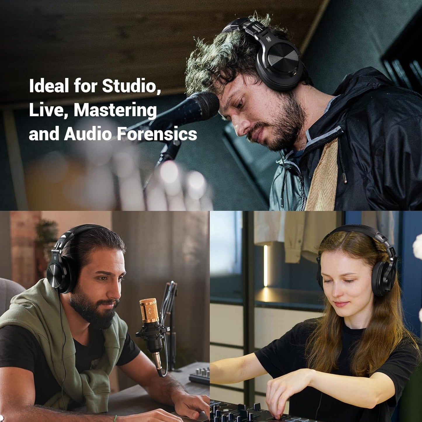 A70 Bluetooth over Ear Headphones, Wireless Headphones with 72H Playtime, Hi-Res, 3.5Mm/6.35Mm Wired Audio Jack for Studio Monitor & Mixing DJ Guitar AMP, Computer Laptop PC Tablet - Black