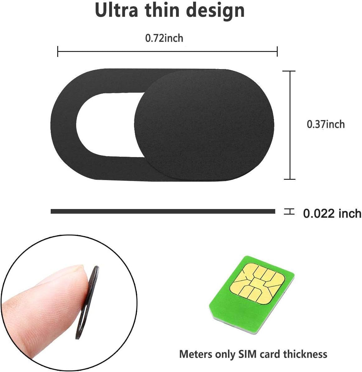 Webcam Cover, Webcam Cover Slide Compatible for Laptop, Desktop, PC, Macbook Pro, Imac, Mac Mini, Ipad Pro, Smartphone,Protect Your Privacy and Security,Strong Adhesive (Black)