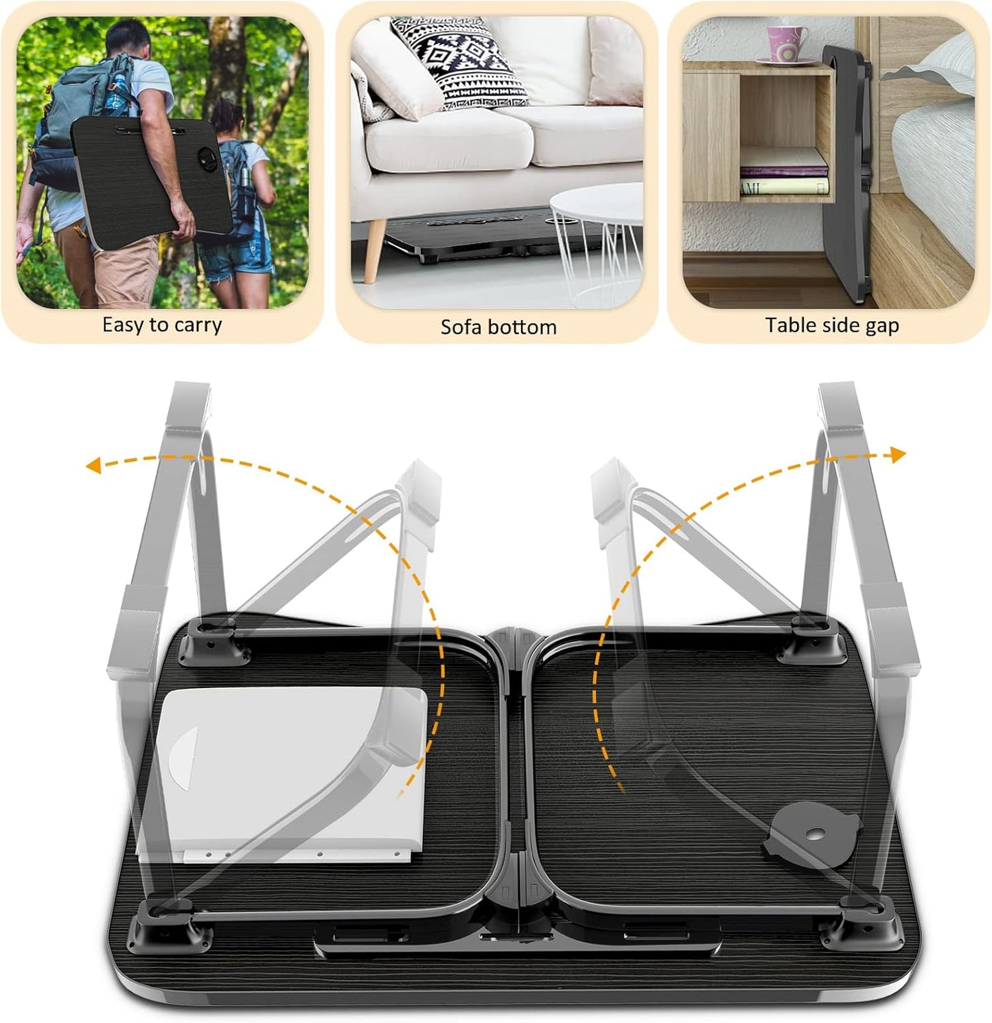 Portable Foldable Lap Desk with Storage Drawer and Cup Holder - Laptop Bed Stand Tray Table for Eating, Reading and Working