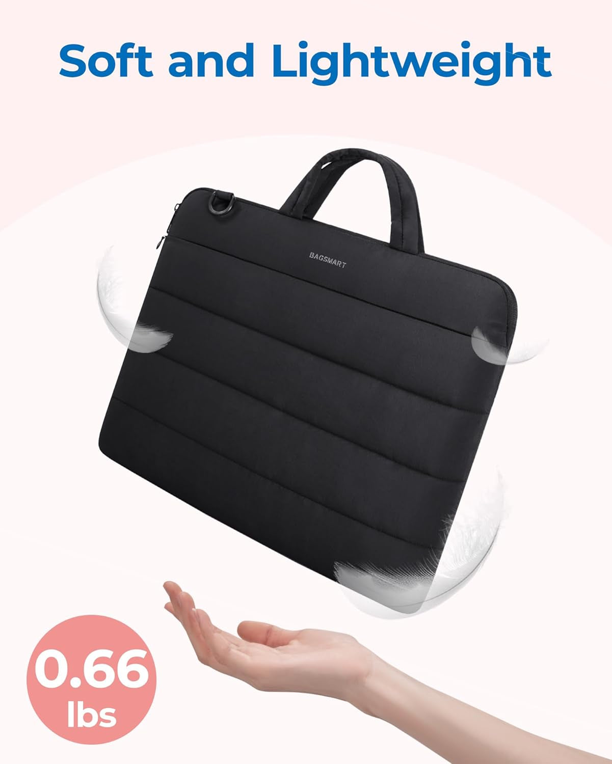 13-14 Inch Laptop Bag, Puffy Cute Laptop Case Sleeve with Handle for Women, Portable Macbook Air/Pro 13 Inch Case Sleeve with Strap, Black